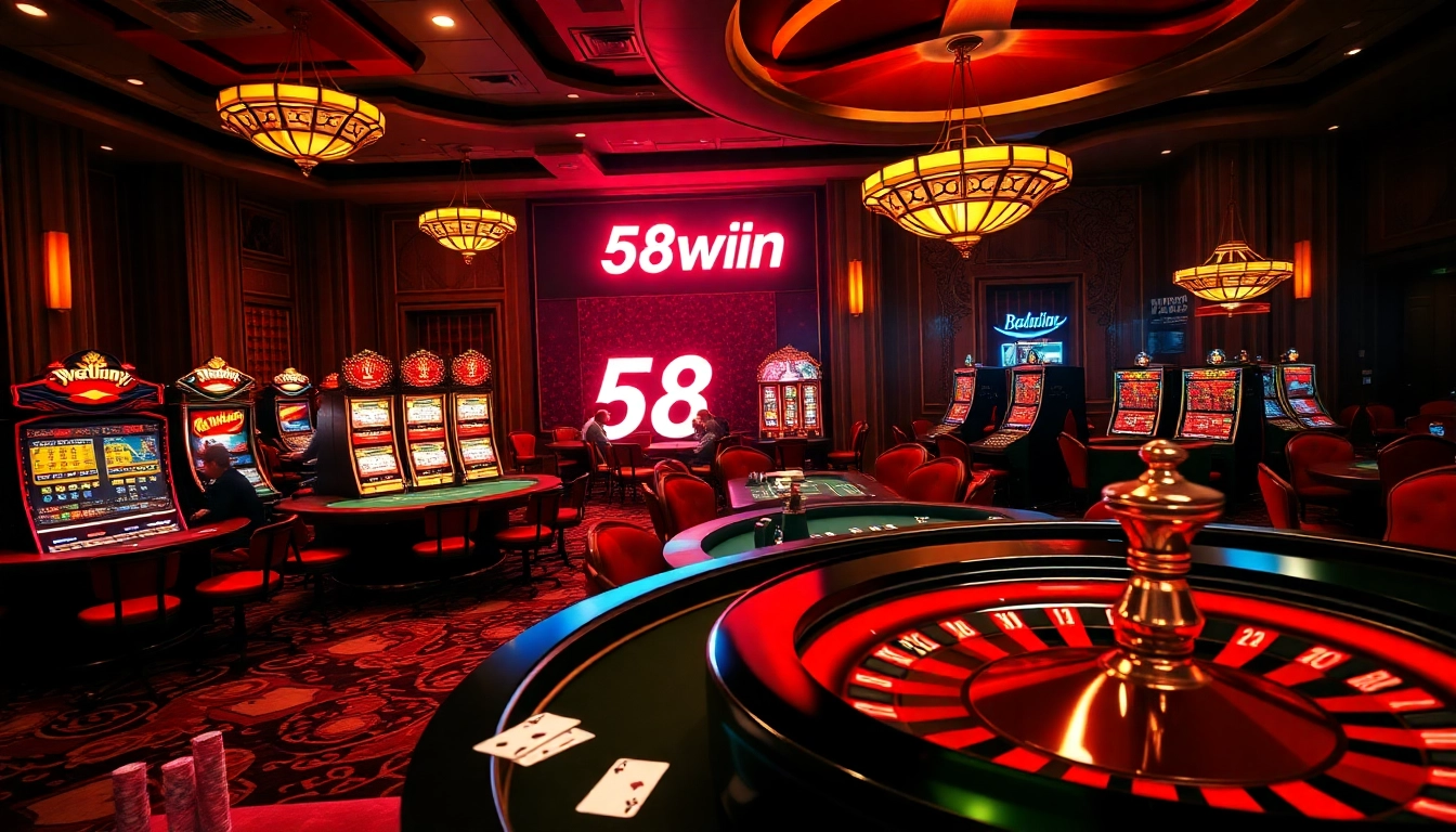 Experience thrilling gameplay at 58win casino with vibrant poker tables and dazzling slot machines.
