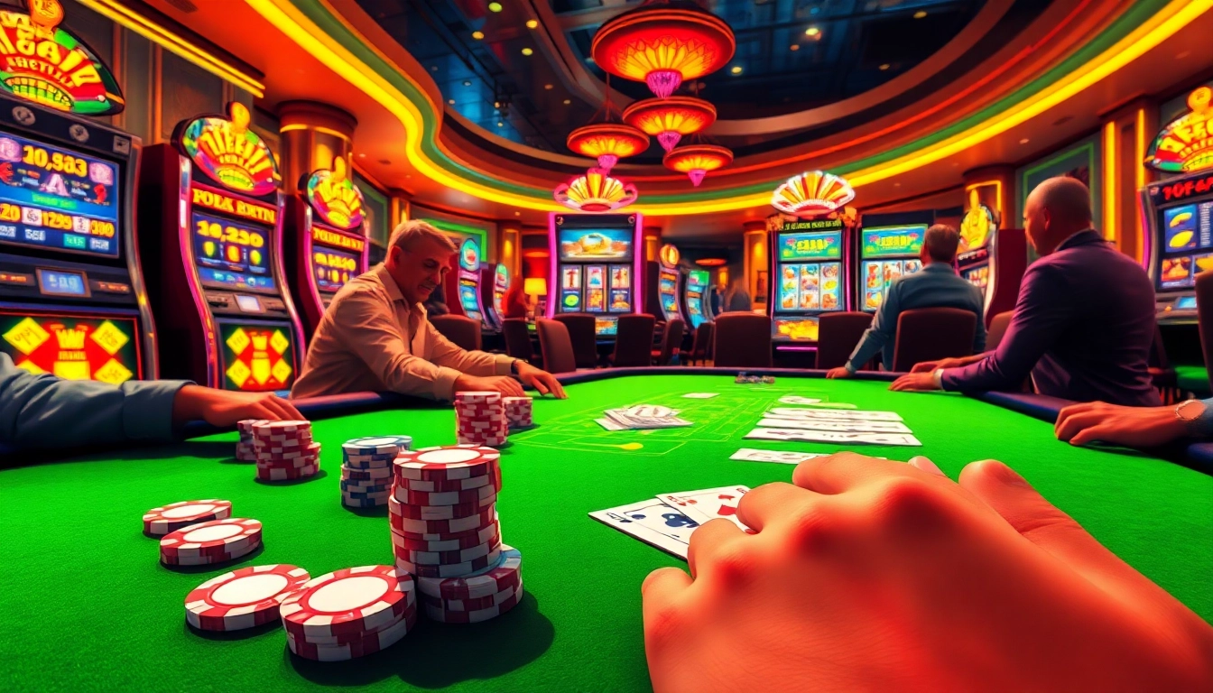 F8 bet players are engaged in an intense Texas Hold'em poker game in a luxurious casino setting, with colorful chips and cards on the table.